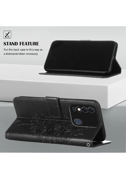 Spark 8 Kg6 Için Kelebek Pu Deri Çevirmeli Cüzdan Stand Telefon Kılıfı - Siyah (Yurt Dışından)