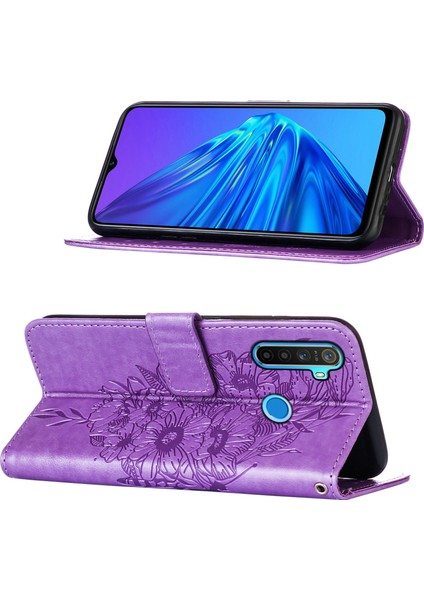 5 / 6i Için Kelebek Pu Deri Çevirmeli Cüzdan Stand Telefon Kılıfı - Açık Mor (Yurt Dışından)