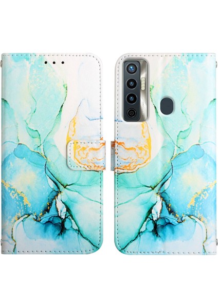 Camon 18I Için Mermer Desenli Pu Deri Cüzdan Telefon Kılıfı - Yeşil (Yurt Dışından) fırsatları