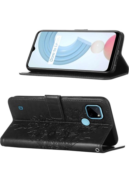 C21Y Için Kelebek Pu Deri Çevirmeli Cüzdan Stand Telefon Kılıfı - Siyah (Yurt Dışından)