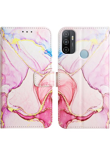 A53 4g / A32 4g / A53S 4g / A33 4g Için Mermer Desenli Pu Deri Cüzdan Telefon Kılıfı - Rose Gold (Yurt Dışından)