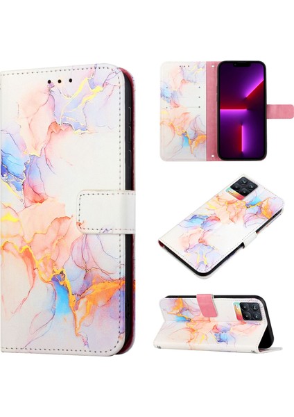 8 / 8 Pro Için Mermer Desenli Pu Deri Cüzdan Telefon Kılıfı - Renkli (Yurt Dışından)