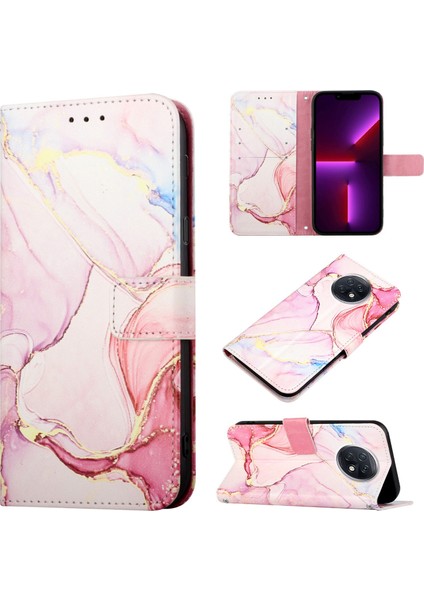 Redmi Note 9t Için Mermer Desenli Pu Deri Cüzdan Telefon Kılıfı - Rose Gold (Yurt Dışından)