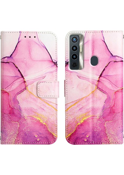 Camon 18I Için Mermer Desenli Pu Deri Cüzdan Telefon Kılıfı - Pembe (Yurt Dışından) fırsatları