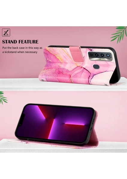 Camon 18I Için Mermer Desenli Pu Deri Cüzdan Telefon Kılıfı - Pembe (Yurt Dışından) indirimleri
