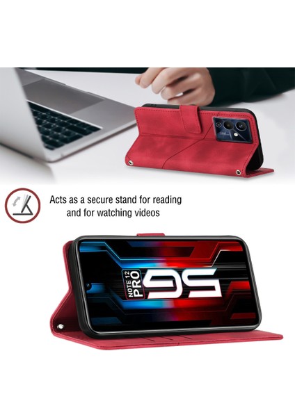 Note 12 Pro 5g/note 12 5g Için Deri Cüzdan Flip Stand Telefon Kılıfı - Kırmızı (Yurt Dışından)