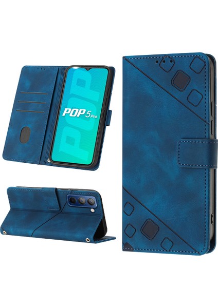 Pop 5p Için Deri Cüzdan Flip Stand Telefon Kılıfı - Mavi (Yurt Dışından)