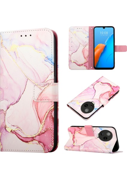 Note 12 Pro 4g Için Mermer Desenli Pu Deri Cüzdan Telefon Kılıfı - Rose Gold (Yurt Dışından)