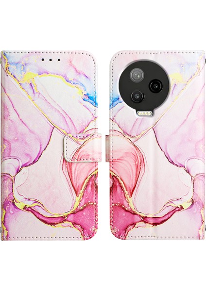 Note 12 Pro 4g Için Mermer Desenli Pu Deri Cüzdan Telefon Kılıfı - Rose Gold (Yurt Dışından)