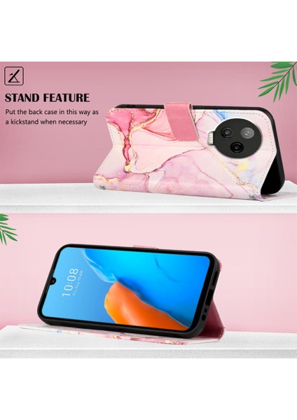 Note 12 Pro 4g Için Mermer Desenli Pu Deri Cüzdan Telefon Kılıfı - Rose Gold (Yurt Dışından)