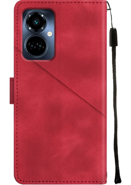 Camon 19 Pro 5g Için Deri Cüzdan Flip Stand Telefon Kılıfı - Kırmızı (Yurt Dışından)