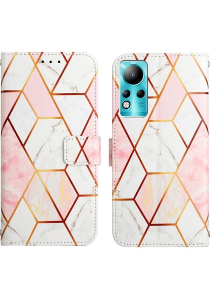 Note 12 / Note 11 Için Mermer Desenli Pu Deri Cüzdan Telefon Kılıfı - Pembe / Beyaz (Yurt Dışından) fırsatları