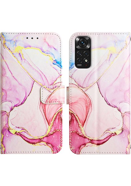 Redmi Note 11S / NOTE11 4g Için Mermer Desenli Pu Deri Cüzdan Telefon Kılıfı - Rose Gold (Yurt Dışından)