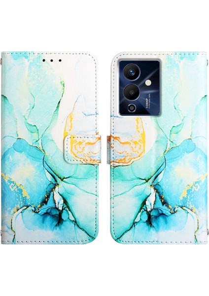 Note 12 Pro 5g Için Mermer Desenli Pu Deri Cüzdan Telefon Kılıfı - Yeşil (Yurt Dışından)