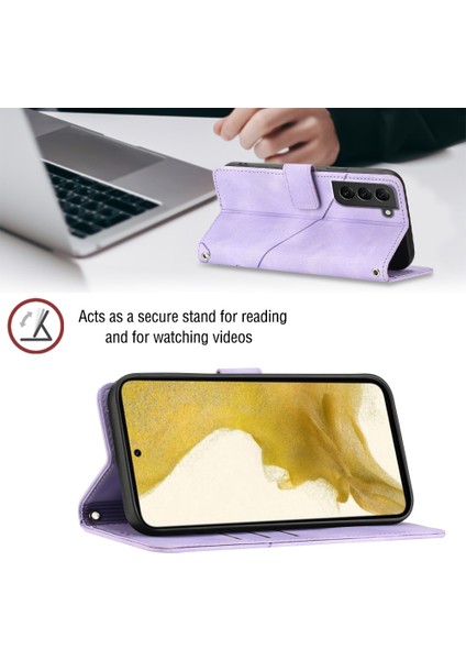 Galaxy S22 5g Için Deri Cüzdan Flip Stand Telefon Kılıfı - Mor (Yurt Dışından)