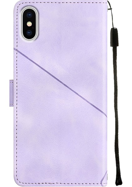 iPhone x / iPhone Xs Için Deri Cüzdan Flip Stand Telefon Kılıfı - Mor (Yurt Dışından) modelleri