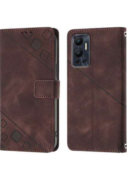 Hot 12 X6817 Için Deri Cüzdan Flip Stand Telefon Kılıfı - Kahverengi (Yurt Dışından)