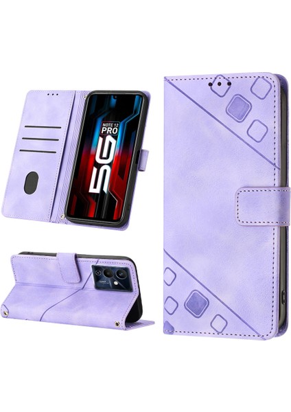 Note 12 Pro 5g/note 12 5g Için Deri Cüzdan Flip Stand Telefon Kılıfı - Mor (Yurt Dışından)