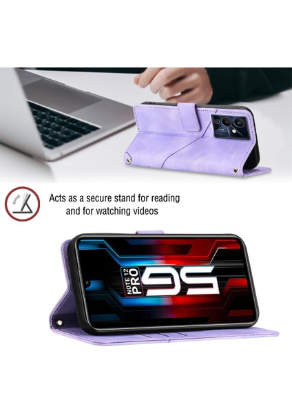 Note 12 Pro 5g/note 12 5g Için Deri Cüzdan Flip Stand Telefon Kılıfı - Mor (Yurt Dışından)