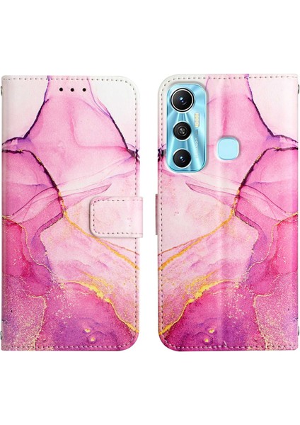 Hot 11 Için Mermer Desenli Pu Deri Cüzdan Telefon Kılıfı - Pembe (Yurt Dışından)