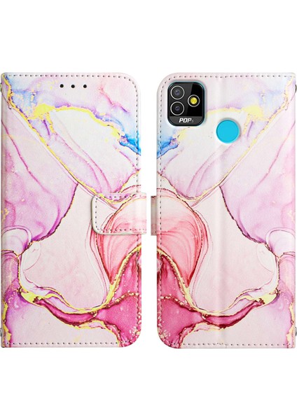 Pop 5 Için Mermer Desenli Pu Deri Cüzdan Telefon Kılıfı - Rose Gold (Yurt Dışından)