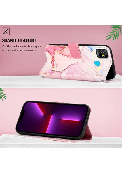Pop 5 Için Mermer Desenli Pu Deri Cüzdan Telefon Kılıfı - Rose Gold (Yurt Dışından)