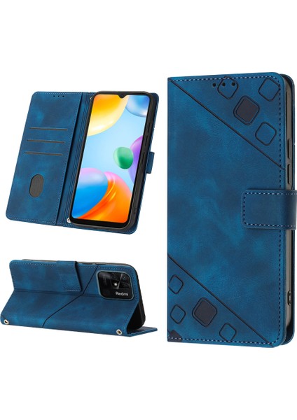 Redmi 10C Için Deri Cüzdan Flip Stand Telefon Kılıfı - Mavi (Yurt Dışından)