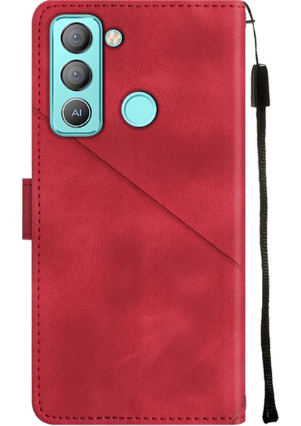 Pop 5 Lte Bd4 Için Deri Cüzdan Flip Stand Telefon Kılıfı - Kırmızı (Yurt Dışından)
