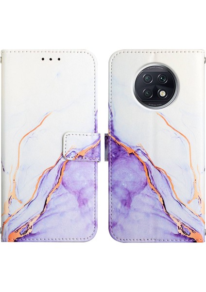 Redmi Note 9t Için Mermer Desenli Pu Deri Cüzdan Telefon Kılıfı - Beyaz / Mor (Yurt Dışından) fırsatları