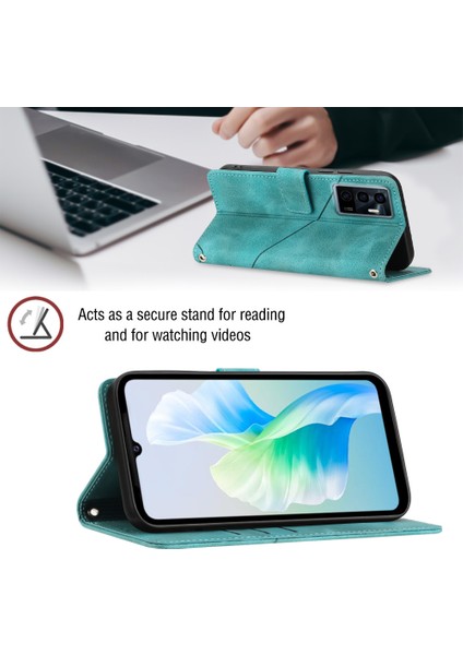 S10E 5G/V23E 4G/V23E 5G/Y75 4g Için Deri Cüzdan Flip Stand Telefon Kılıfı - Yeşil (Yurt Dışından) fırsatları