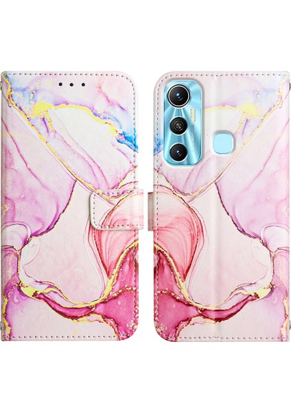 Hot 11 Için Mermer Desenli Pu Deri Cüzdan Telefon Kılıfı - Rose Gold (Yurt Dışından)