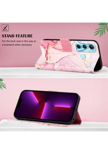 Hot 11 Için Mermer Desenli Pu Deri Cüzdan Telefon Kılıfı - Rose Gold (Yurt Dışından)