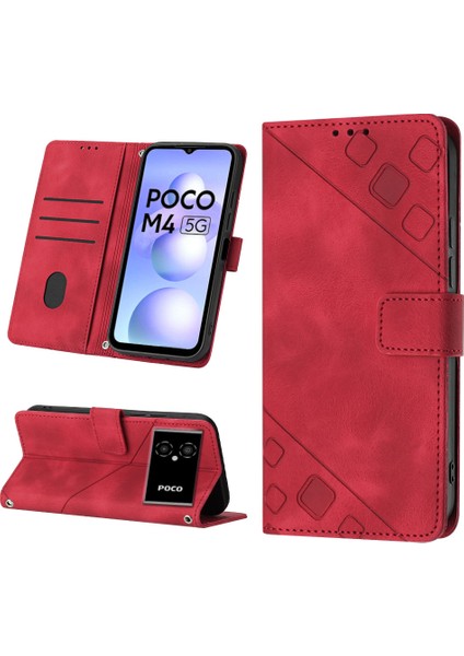 Poco M4 5g M5 4g Için Deri Cüzdan Flip Stand Telefon Kılıfı - Kırmızı (Yurt Dışından) fiyatları