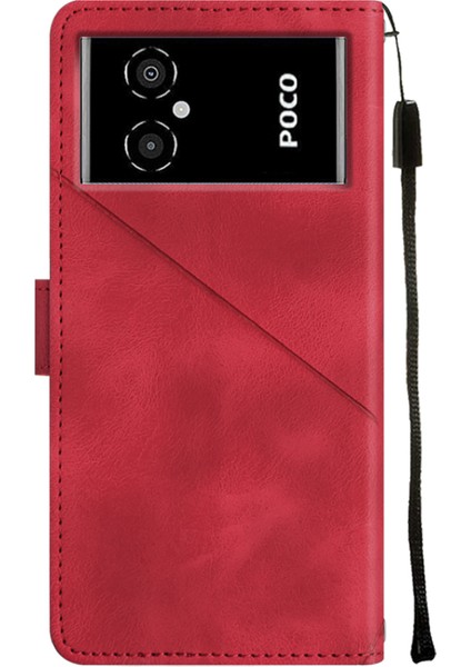 Poco M4 5g M5 4g Için Deri Cüzdan Flip Stand Telefon Kılıfı - Kırmızı (Yurt Dışından) modelleri