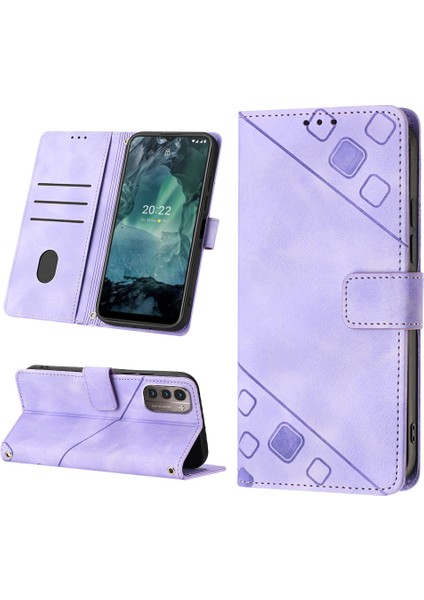 G21 G11 Için Deri Cüzdan Flip Stand Telefon Kılıfı - Mor (Yurt Dışından)