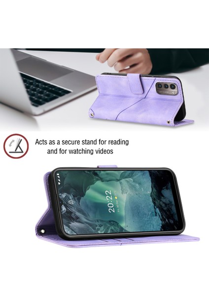 G21 G11 Için Deri Cüzdan Flip Stand Telefon Kılıfı - Mor (Yurt Dışından)