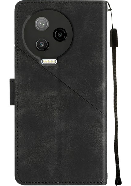 Note 12 Pro 4g Için Deri Cüzdan Flip Stand Telefon Kılıfı - Siyah (Yurt Dışından)