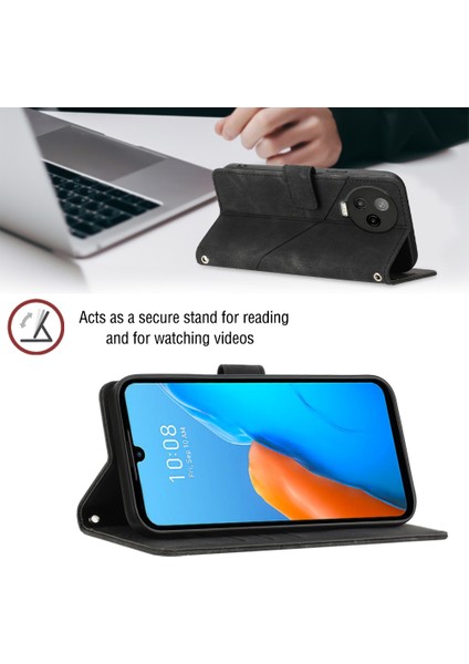 Note 12 Pro 4g Için Deri Cüzdan Flip Stand Telefon Kılıfı - Siyah (Yurt Dışından)