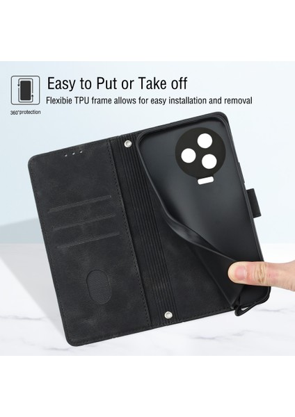Note 12 Pro 4g Için Deri Cüzdan Flip Stand Telefon Kılıfı - Siyah (Yurt Dışından)