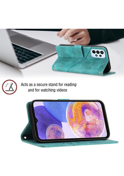 Galaxy A32 5G/M32 5g Için Deri Cüzdan Flip Stand Telefon Kılıfı - Yeşil (Yurt Dışından)