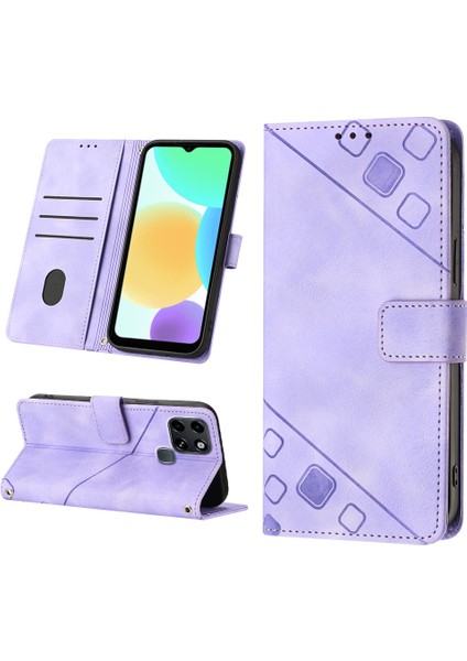 Smart 6 Için Deri Cüzdan Flip Stand Telefon Kılıfı - Mor (Yurt Dışından)