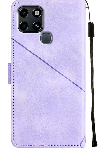 Smart 6 Için Deri Cüzdan Flip Stand Telefon Kılıfı - Mor (Yurt Dışından)