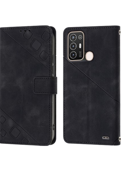 Blade A52 Için Deri Cüzdan Flip Stand Telefon Kılıfı - Siyah (Yurt Dışından)