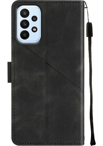 Galaxy A32 5G/M32 5g Için Deri Cüzdan Flip Stand Telefon Kılıfı - Siyah (Yurt Dışından)