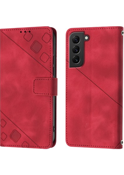 Galaxy S22 5g Için Deri Cüzdan Flip Stand Telefon Kılıfı - Kırmızı (Yurt Dışından)