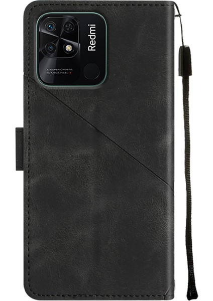 Redmi 10C Için Deri Cüzdan Flip Stand Telefon Kılıfı - Siyah (Yurt Dışından)