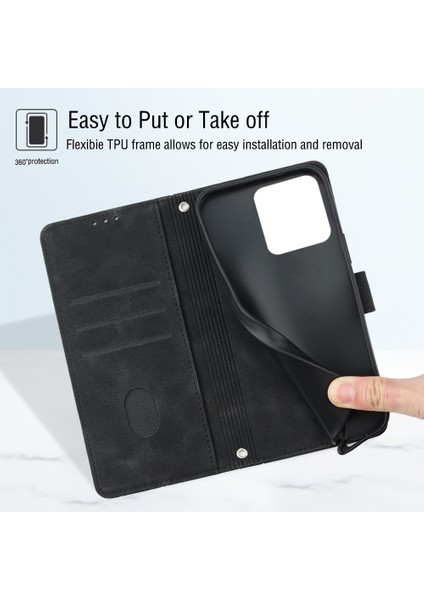 Redmi 10C Için Deri Cüzdan Flip Stand Telefon Kılıfı - Siyah (Yurt Dışından)