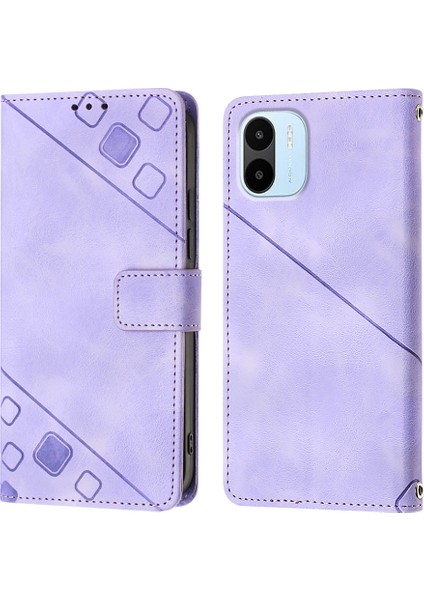 Redmi A1 Için Deri Cüzdan Flip Stand Telefon Kılıfı - Mor (Yurt Dışından)