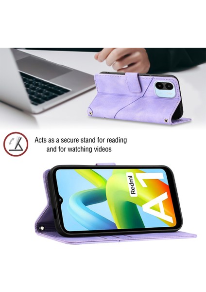 Redmi A1 Için Deri Cüzdan Flip Stand Telefon Kılıfı - Mor (Yurt Dışından) fırsatları