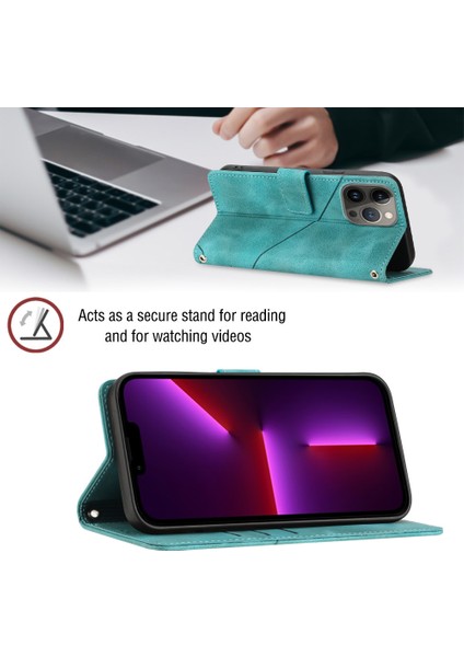 iPhone 13 Pro Max Için Deri Cüzdan Flip Stand Telefon Kılıfı - Yeşil (Yurt Dışından)